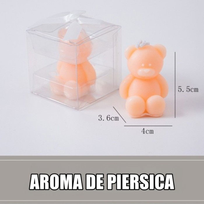 Lumanari - Lumanare Parfumata, Flippy, Model Ursulet, Portocalie, Aroma de Piersica, 5.5x3.6x4 cm