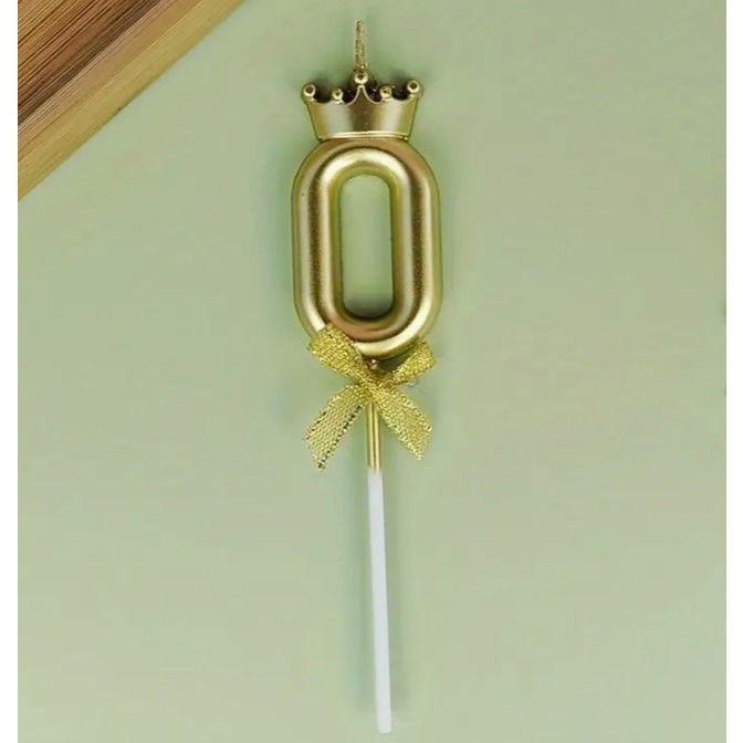 Lumanare pentru Tort Cifra 0, Model Coroana, Gold, Flippy, Party [12]