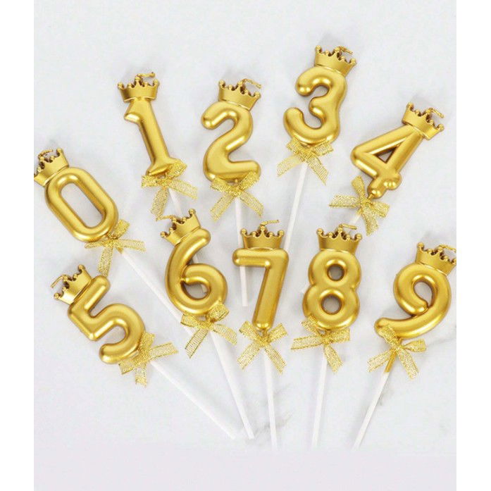 Lumanare pentru Tort Cifra 2, Model Coroana, Gold, Flippy, Party [8]