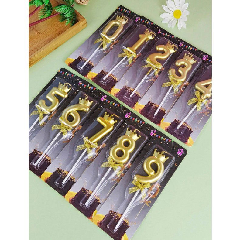 Lumanare pentru Tort Cifra 3, Model Coroana, Gold, Flippy, Party [8]