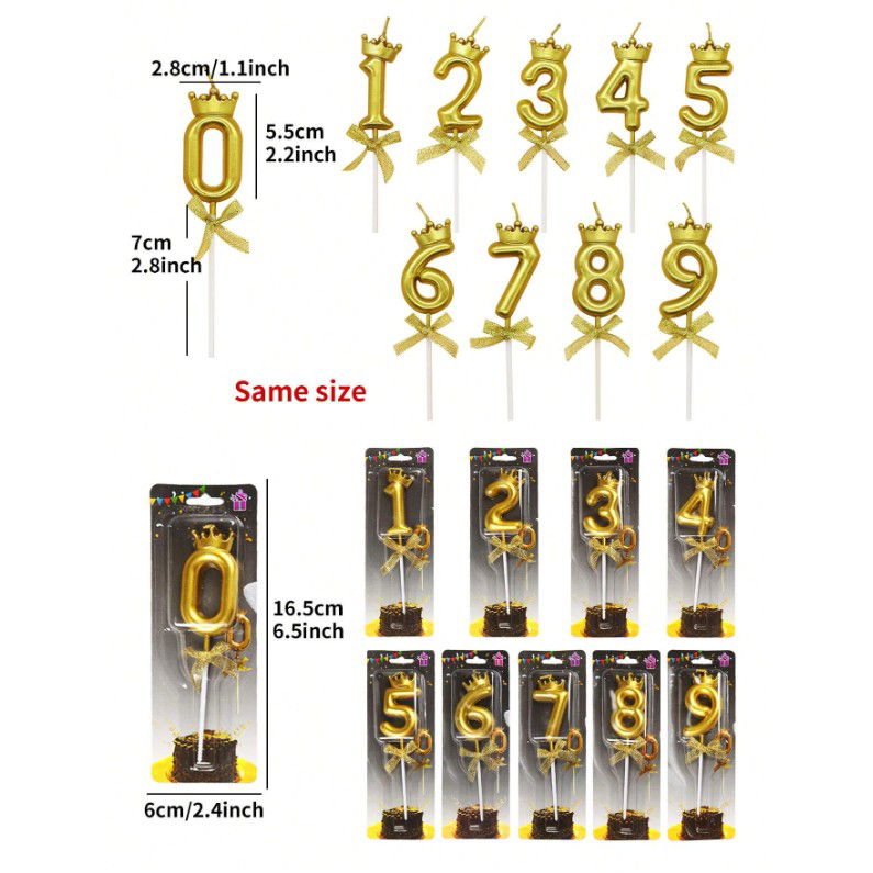 Lumanare pentru Tort Cifra 6, Model Coroana, Gold, Flippy, Party [6]