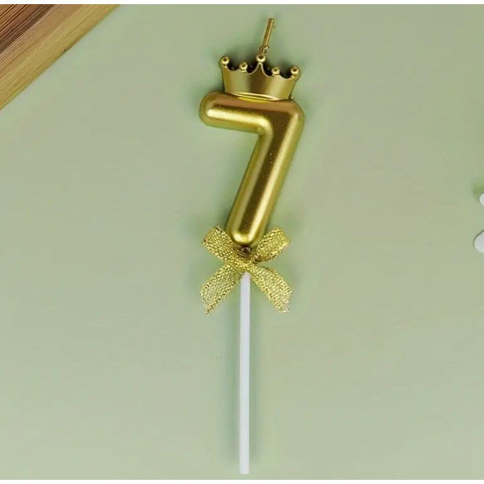 Lumanare pentru Tort Cifra 7, Model Coroana, Gold, Flippy, Party [8]