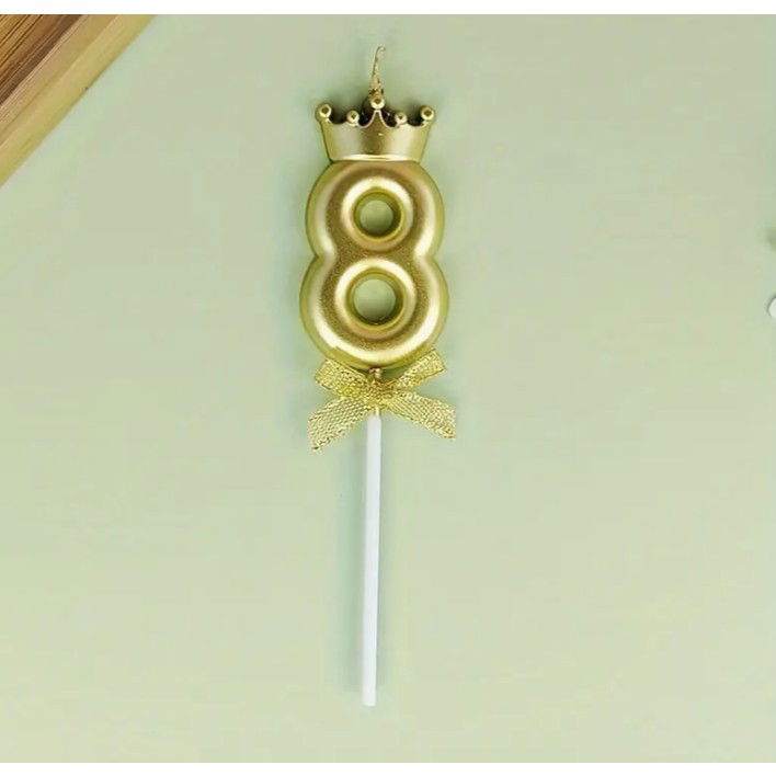 Lumanare pentru Tort Cifra 8, Model Coroana, Gold, Flippy, Party [11]