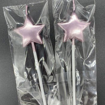 Lumanare de Tort, Flippy, Model Steluta, Party, 8.5 x 3.2 cm, Roz Auriu [6]