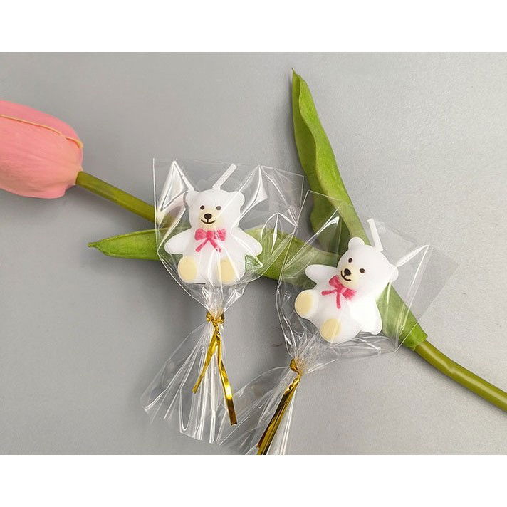 Pentru casa - Lumanare de Tort, Flippy, Model Ursulet, Party, 8 x 3.2 cm, Alb