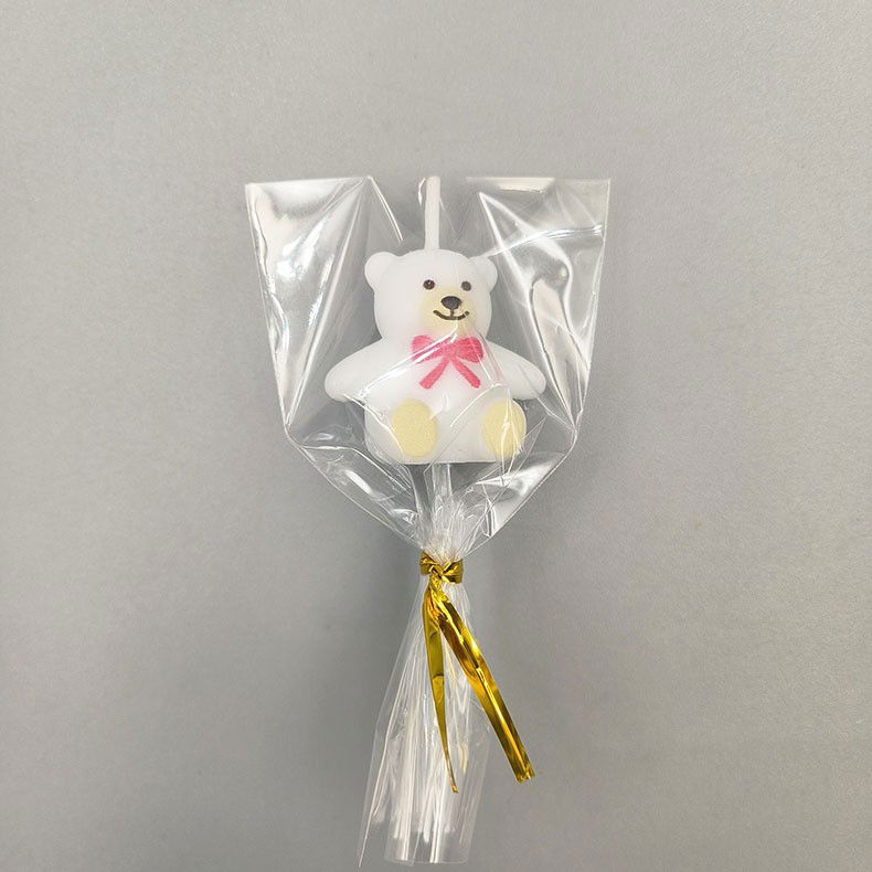 Lumanare de Tort, Flippy, Model Ursulet, Party, 8 x 3.2 cm, Alb [3]