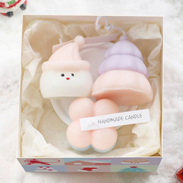 Lumanari - Lumanari Parfumate de Craciun, Flippy, Gift Box Set cu 3 Lumanari Aromaterapie, 11 x 11 x 7.5 cm, Roz