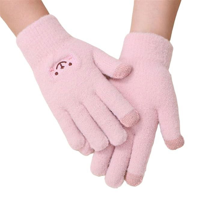 Perne Voiaj, Paturi si Textile - Manusi Dama, Flippy, Model Fata Zambitoare, Functie Touchscreen (ecran tactil), Material Lana Brodata, Manseta Elastica, Interior Pufos, Marime Universala, Roz