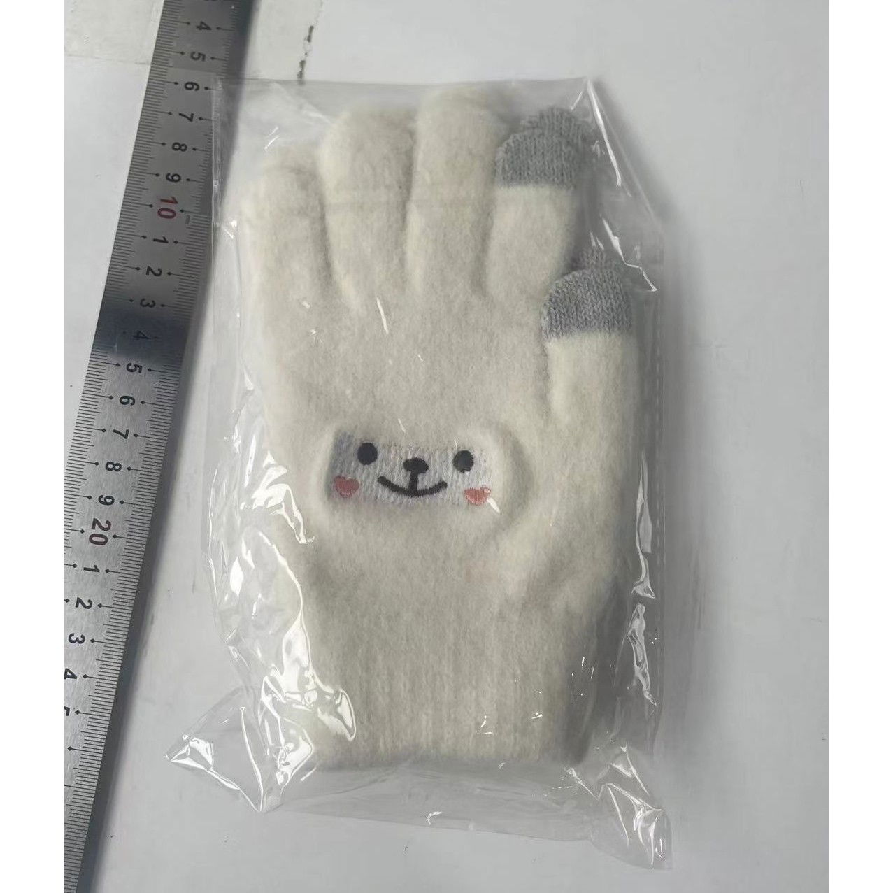 Manusi Dama, Flippy, Model Fata Zambitoare, Functie Touchscreen (ecran tactil), Material Lana Brodata, Manseta Elastica, Interior Pufos, Marime Universala, Alb [8]