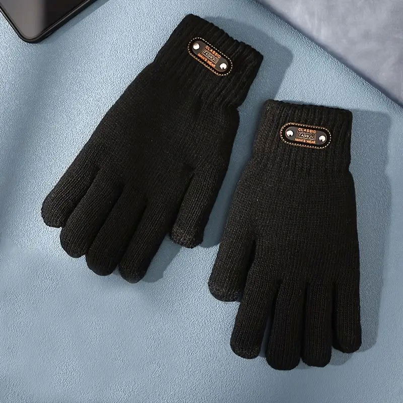 Manusi de Barbat, Flippy, Model Tricotat, Functie Touchscreen (ecran tactil), Material Acril, Manseta Elastica, Interior Catifelat, Marime Universala, Negru [3]