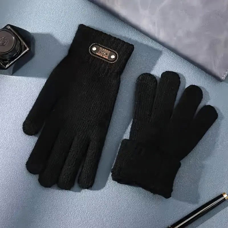 Perne Voiaj, Paturi si Textile - Manusi de Barbat, Flippy, Model Tricotat, Functie Touchscreen (ecran tactil), Material Acril, Manseta Elastica, Interior Catifelat, Marime Universala, Negru