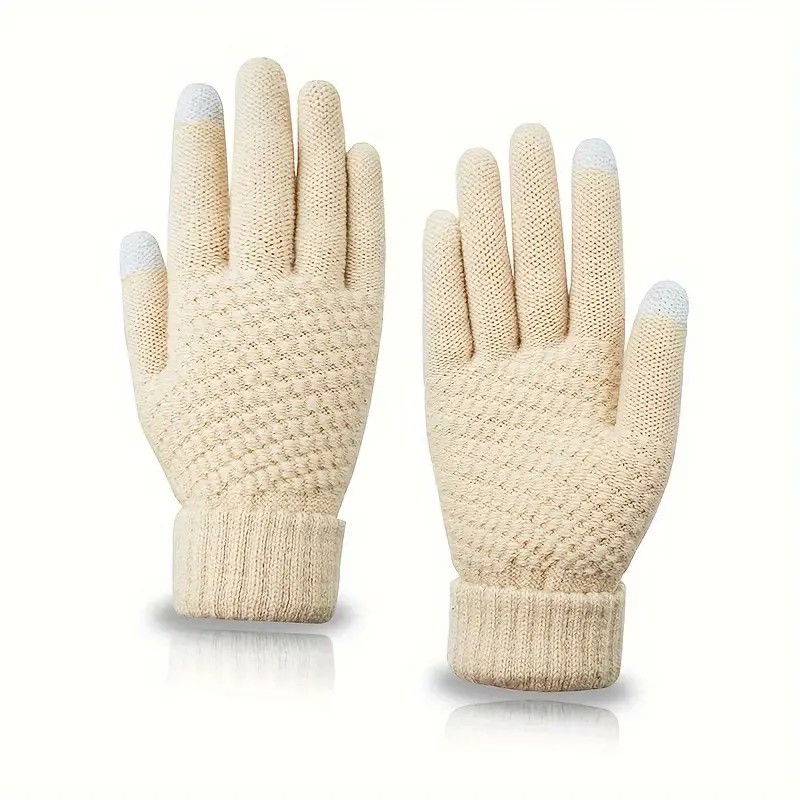 Manusi de Dama, Flippy, Functie Touchscreen (ecran tactil), Material Acril Tricotat, Manseta Elastica, Interior Catifelat, Marime Universala, Bej [10]