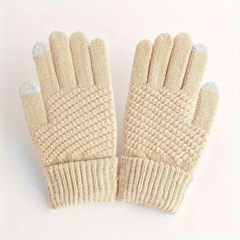 Manusi de Dama, Flippy, Functie Touchscreen (ecran tactil), Material Acril Tricotat, Manseta Elastica, Interior Catifelat, Marime Universala, Bej [8]