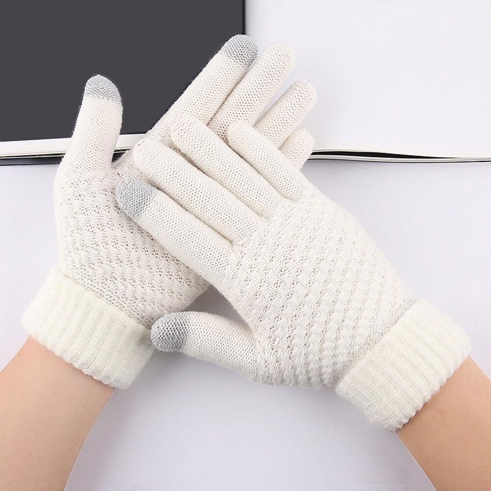 Manusi de Dama, Flippy, Functie Touchscreen (ecran tactil), Material Acril Tricotat, Manseta Elastica, Interior Catifelat, Marime Universala, Alb [4]