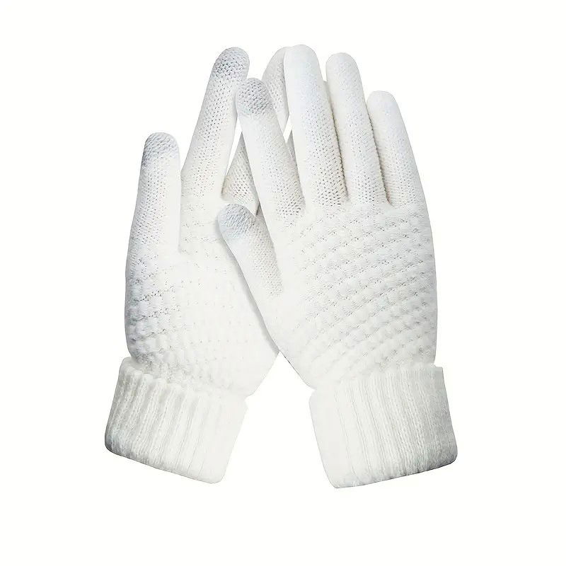 10 - 25 LEI - Manusi de Dama, Flippy, Functie Touchscreen (ecran tactil), Material Acril Tricotat, Manseta Elastica, Interior Catifelat, Marime Universala, Alb