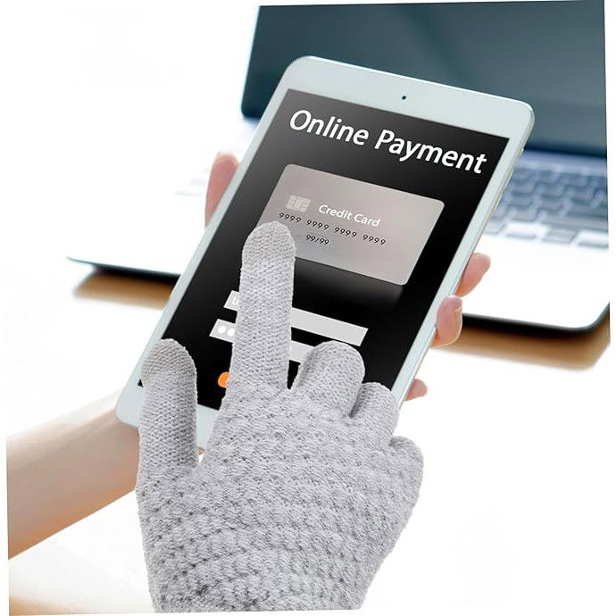 Manusi de Dama, Flippy, Functie Touchscreen (ecran tactil), Material Acril Tricotat, Manseta Elastica, Interior Catifelat, Marime Universala, Gri [6]