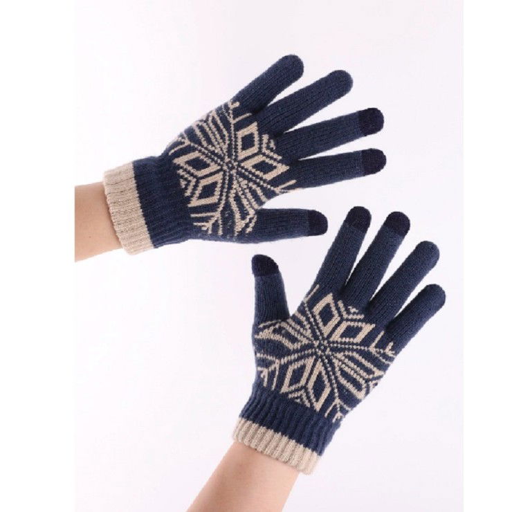 Manusi de Barbat, Flippy, Model Fulg, Functie Touchscreen (ecran tactil), Material Acril Tricotat, Manseta Elastica, Interior Catifelat, Marime Universala, Albastru Marin [10]