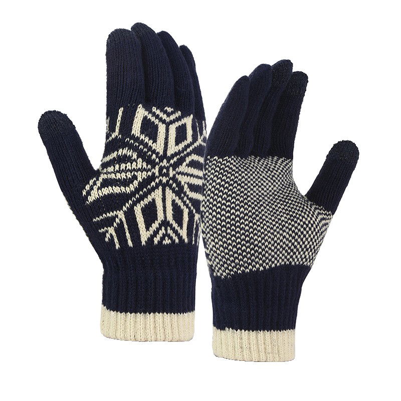 Perne Voiaj, Paturi si Textile - Manusi de Barbat, Flippy, Model Fulg, Functie Touchscreen (ecran tactil), Material Acril Tricotat, Manseta Elastica, Interior Catifelat, Marime Universala, Albastru Marin