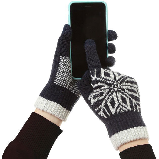 Manusi de Barbat, Flippy, Model Fulg, Functie Touchscreen (ecran tactil), Material Acril Tricotat, Manseta Elastica, Interior Catifelat, Marime Universala, Albastru Marin [5]