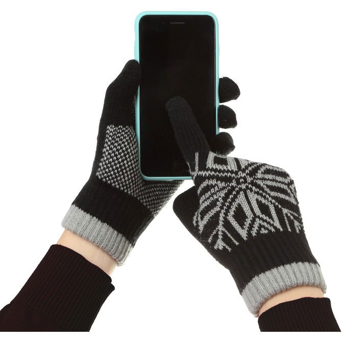 10 - 25 LEI - Manusi de Barbat, Flippy, Model Fulg, Functie Touchscreen (ecran tactil), Material Acril Tricotat, Manseta Elastica, Interior Catifelat, Marime Universala, Negru