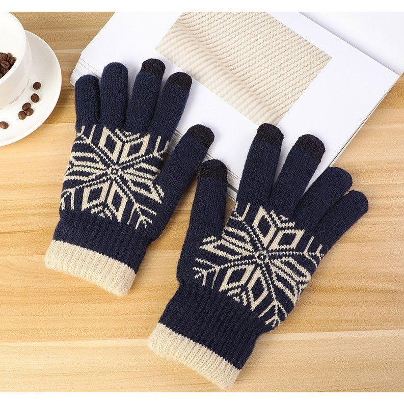 Manusi de Barbat, Flippy, Model Fulg, Functie Touchscreen (ecran tactil), Material Acril Tricotat, Manseta Elastica, Interior Catifelat, Marime Universala, Albastru Marin [3]