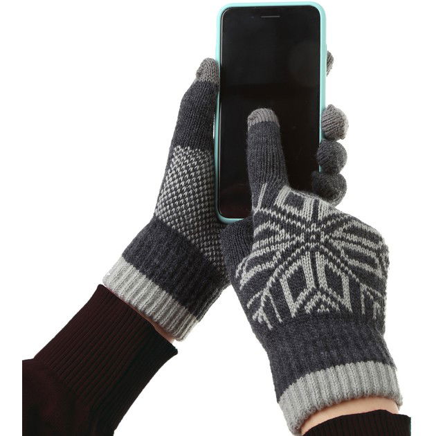 Manusi de Barbat, Flippy, Model Fulg, Functie Touchscreen (ecran tactil), Material Acril Tricotat, Manseta Elastica, Interior Catifelat, Marime Universala, Gri [3]