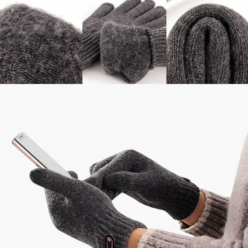 Manusi de Barbat, Flippy, Model Tricotat, Functie Touchscreen (ecran tactil), Material Acril, Manseta Elastica, Interior Catifelat, Marime Universala, Gri [6]