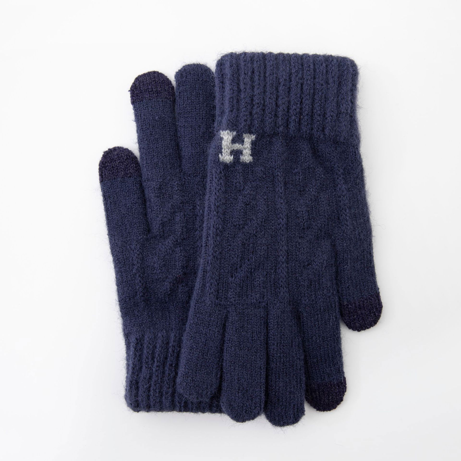 Manusi de Barbat, Flippy, Model H, Functie Touchscreen (ecran tactil), Material Acril Tricotat, Manseta Elastica, Interior Catifelat, Marime Universala, Albastru Marin [4]