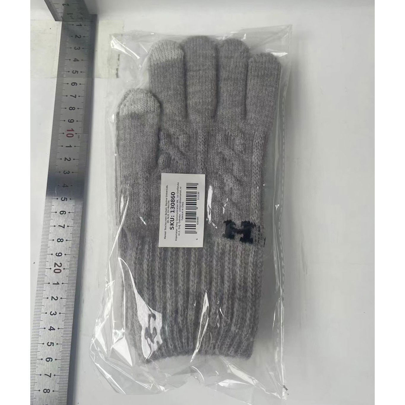 Manusi de Barbat, Flippy, Model H, Functie Touchscreen (ecran tactil), Material Acril Tricotat, Manseta Elastica, Interior Catifelat, Marime Universala, Gri Deschis [4]