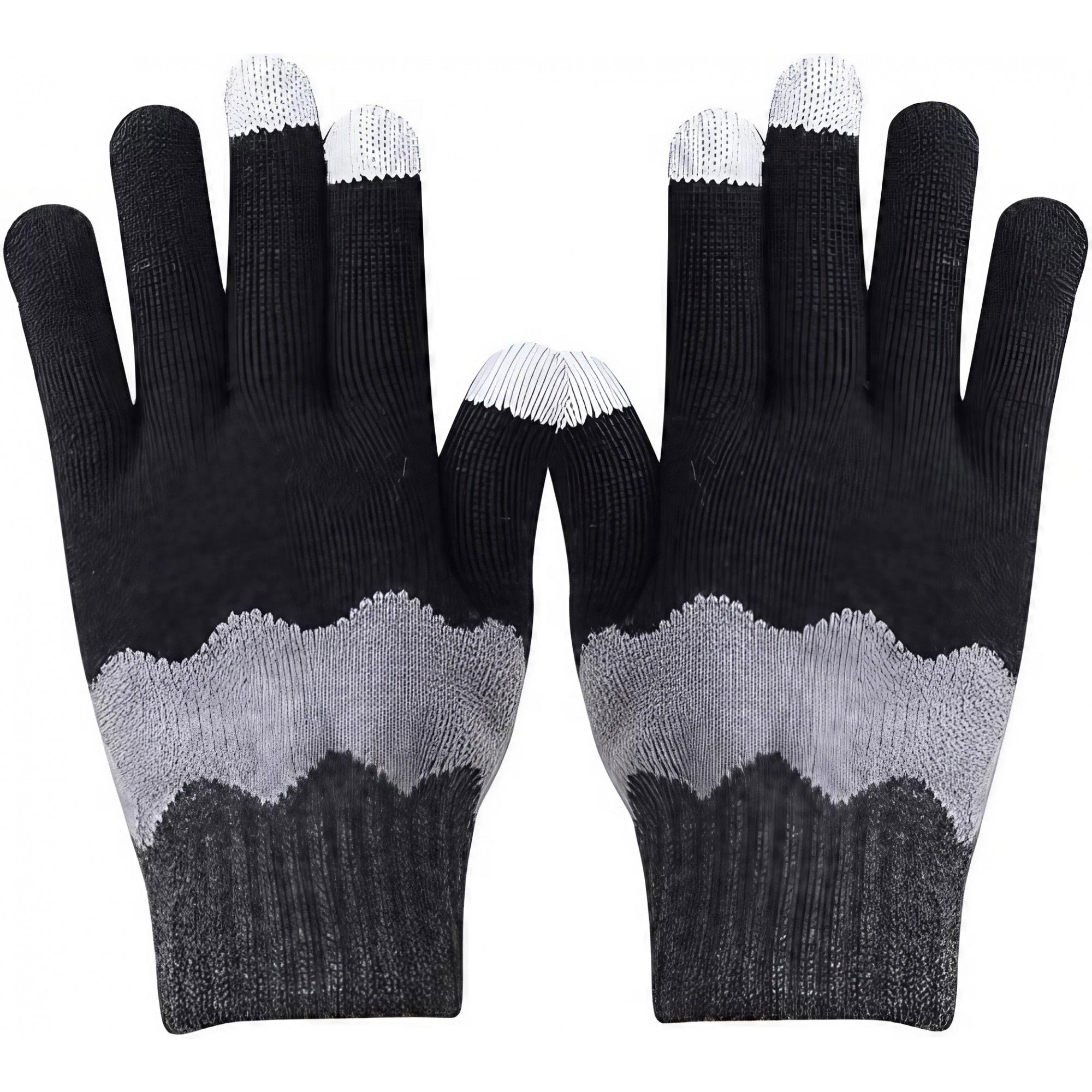 Perne Voiaj, Paturi si Textile - Manusi de Dama, Flippy, Model Ondulat, Functie Touchscreen (ecran tactil), Material Acril Tricotat, Manseta Elastica, Interior Catifelat, Marime Universala, Negru/Gri