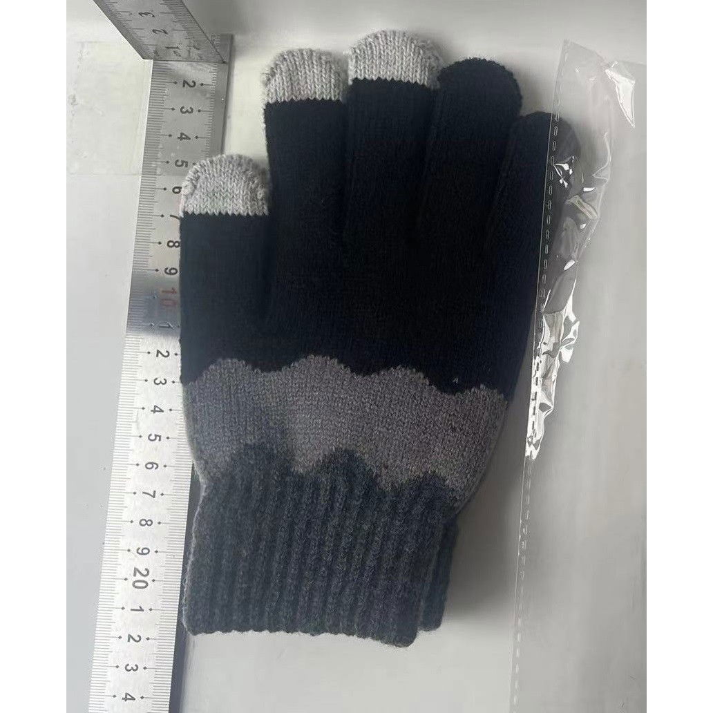 10 - 25 LEI - Manusi de Dama, Flippy, Model Ondulat, Functie Touchscreen (ecran tactil), Material Acril Tricotat, Manseta Elastica, Interior Catifelat, Marime Universala, Negru/Gri