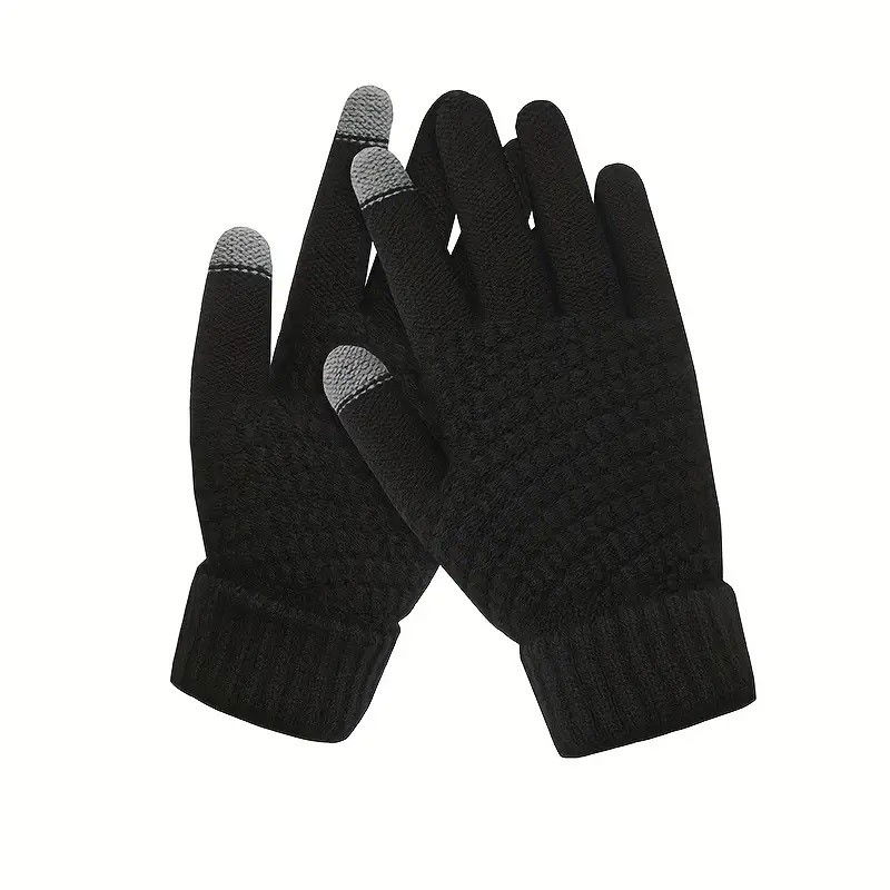 10 - 25 LEI - Manusi de Dama, Flippy, Functie Touchscreen (ecran tactil), Material Acril Tricotat, Manseta Elastica, Interior Catifelat, Marime Universala, Negru