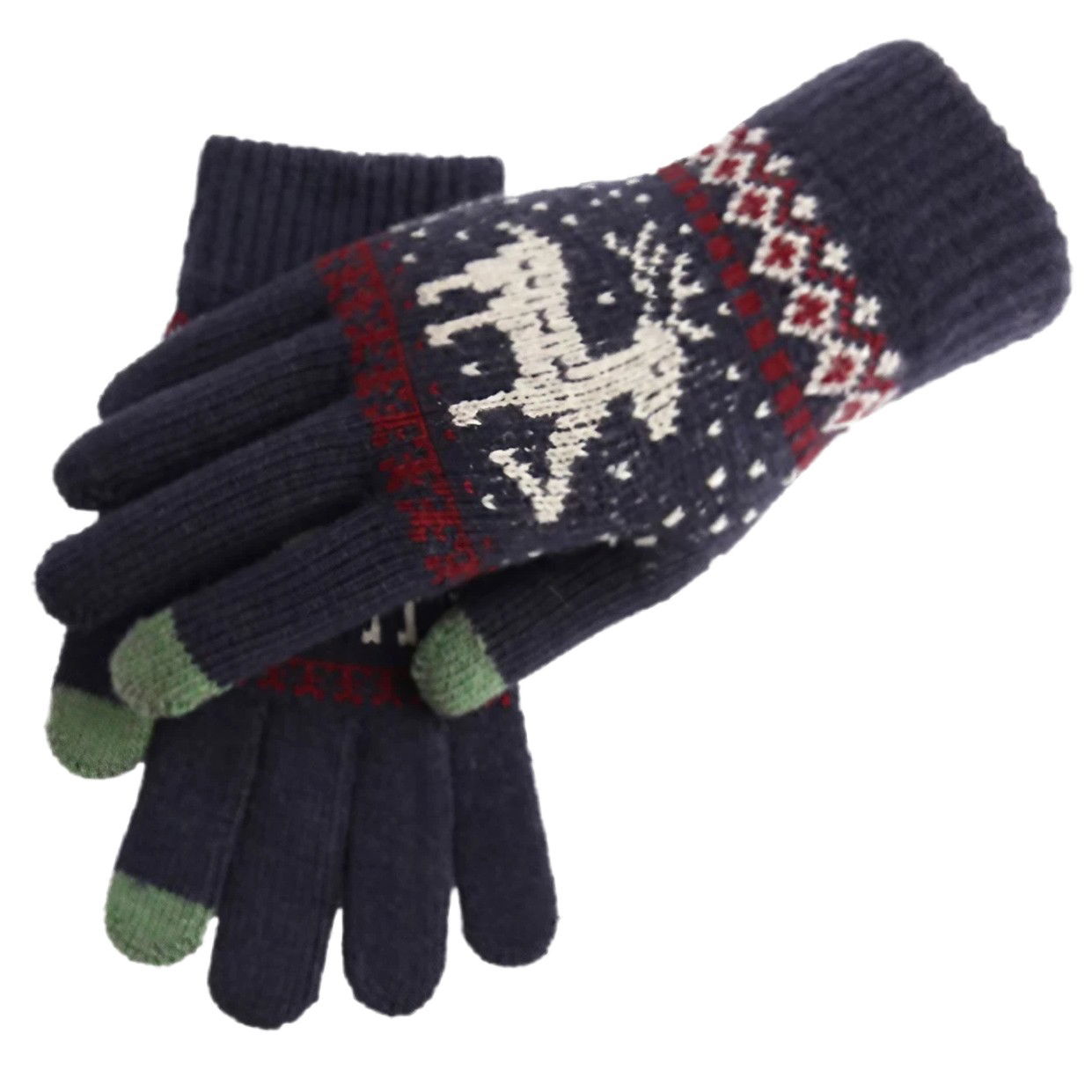 Perne Voiaj, Paturi si Textile - Manusi de Dama, Flippy, Model Ren, Functie Touchscreen (ecran tactil), Material Acril Tricotat, Manseta Elastica, Interior Catifelat, Marime Universala, Albastru Marin