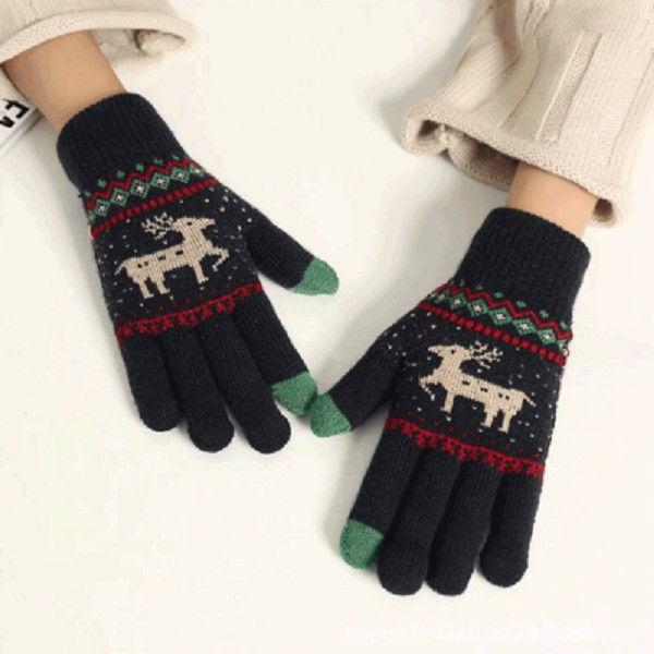 Perne Voiaj, Paturi si Textile - Manusi de Dama, Flippy, Model Ren, Functie Touchscreen (ecran tactil), Material Acril Tricotat, Manseta Elastica, Interior Catifelat, Marime Universala, Albastru Marin