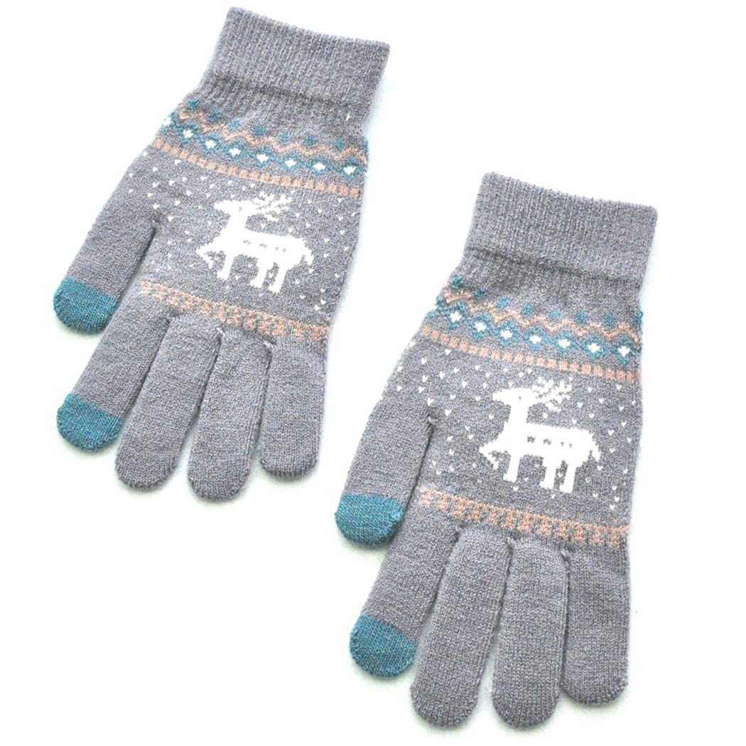 Perne Voiaj, Paturi si Textile - Manusi de Dama, Flippy, Model Ren, Functie Touchscreen (ecran tactil), Material Acril Tricotat, Manseta Elastica, Interior Catifelat, Marime Universala, Gri