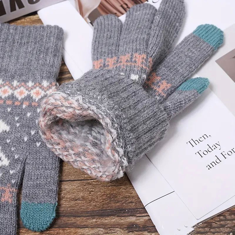 Manusi de Dama, Flippy, Model Ren, Functie Touchscreen (ecran tactil), Material Acril Tricotat, Manseta Elastica, Interior Catifelat, Marime Universala, Gri [12]