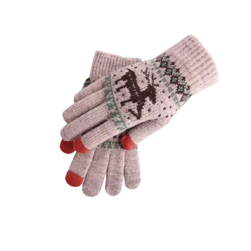 Manusi de Dama, Flippy, Model Ren, Functie Touchscreen (ecran tactil), Material Acril Tricotat, Manseta Elastica, Interior Catifelat, Marime Universala, Kaki [12]