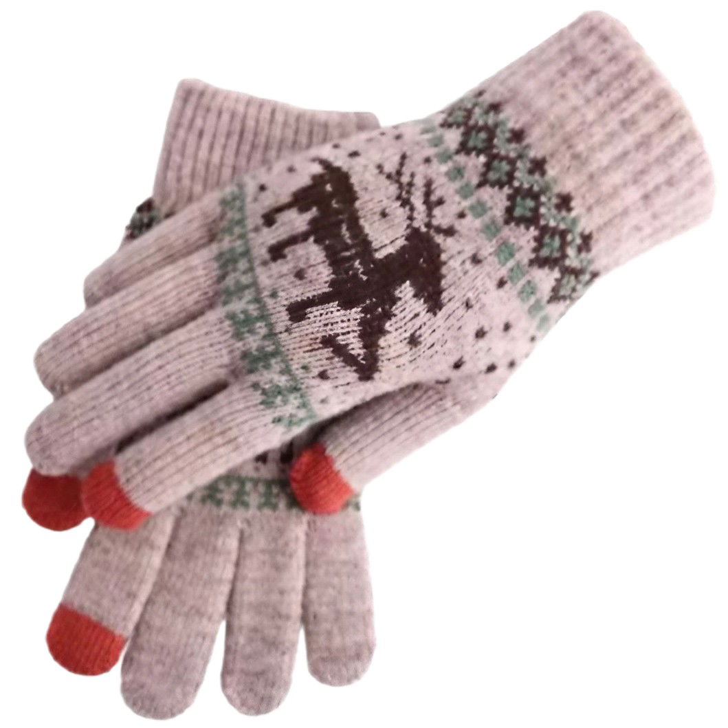 Perne Voiaj, Paturi si Textile - Manusi de Dama, Flippy, Model Ren, Functie Touchscreen (ecran tactil), Material Acril Tricotat, Manseta Elastica, Interior Catifelat, Marime Universala, Kaki