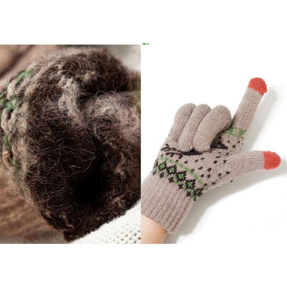 Manusi de Dama, Flippy, Model Ren, Functie Touchscreen (ecran tactil), Material Acril Tricotat, Manseta Elastica, Interior Catifelat, Marime Universala, Kaki [7]