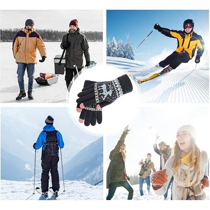 Manusi de Dama, Flippy, Model Ren, Functie Touchscreen (ecran tactil), Material Acril Tricotat, Manseta Elastica, Interior Catifelat, Marime Universala, Negru [8]