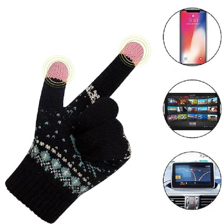 Manusi de Dama, Flippy, Model Ren, Functie Touchscreen (ecran tactil), Material Acril Tricotat, Manseta Elastica, Interior Catifelat, Marime Universala, Negru [4]