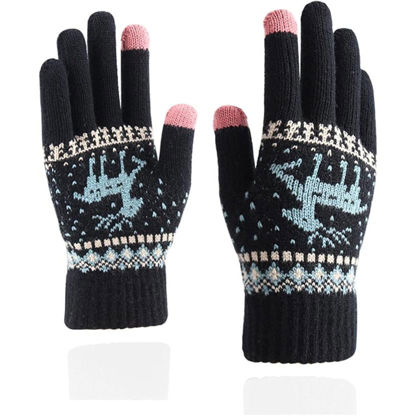 Manusi de Dama, Flippy, Model Ren, Functie Touchscreen (ecran tactil), Material Acril Tricotat, Manseta Elastica, Interior Catifelat, Marime Universala, Negru [7]