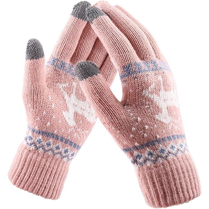 Manusi de Dama, Flippy, Model Ren, Functie Touchscreen (ecran tactil), Material Acril Tricotat, Manseta Elastica, Interior Catifelat, Marime Universala, Roz [4]
