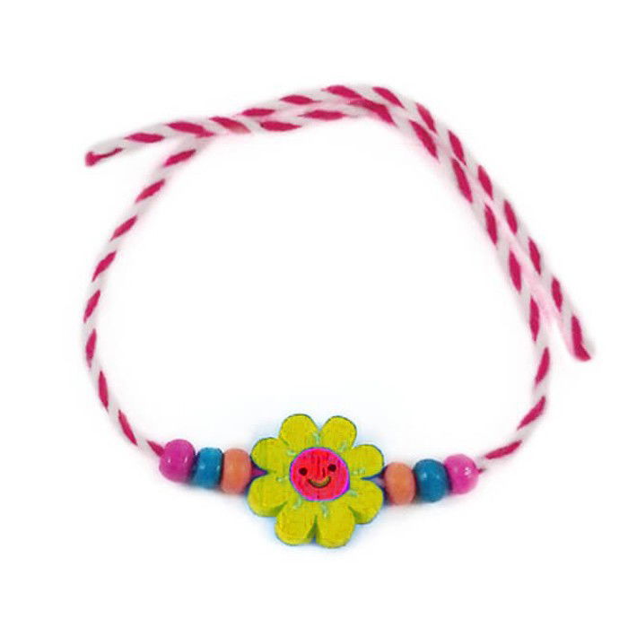 Martisor Bratara Multicolora - Martisor Bratara Multicolora pentru Copii Random, Snur Alb Rosu, Pandantive din Lemn, Colorate, Modele pentru Copii cu Specific Martisor