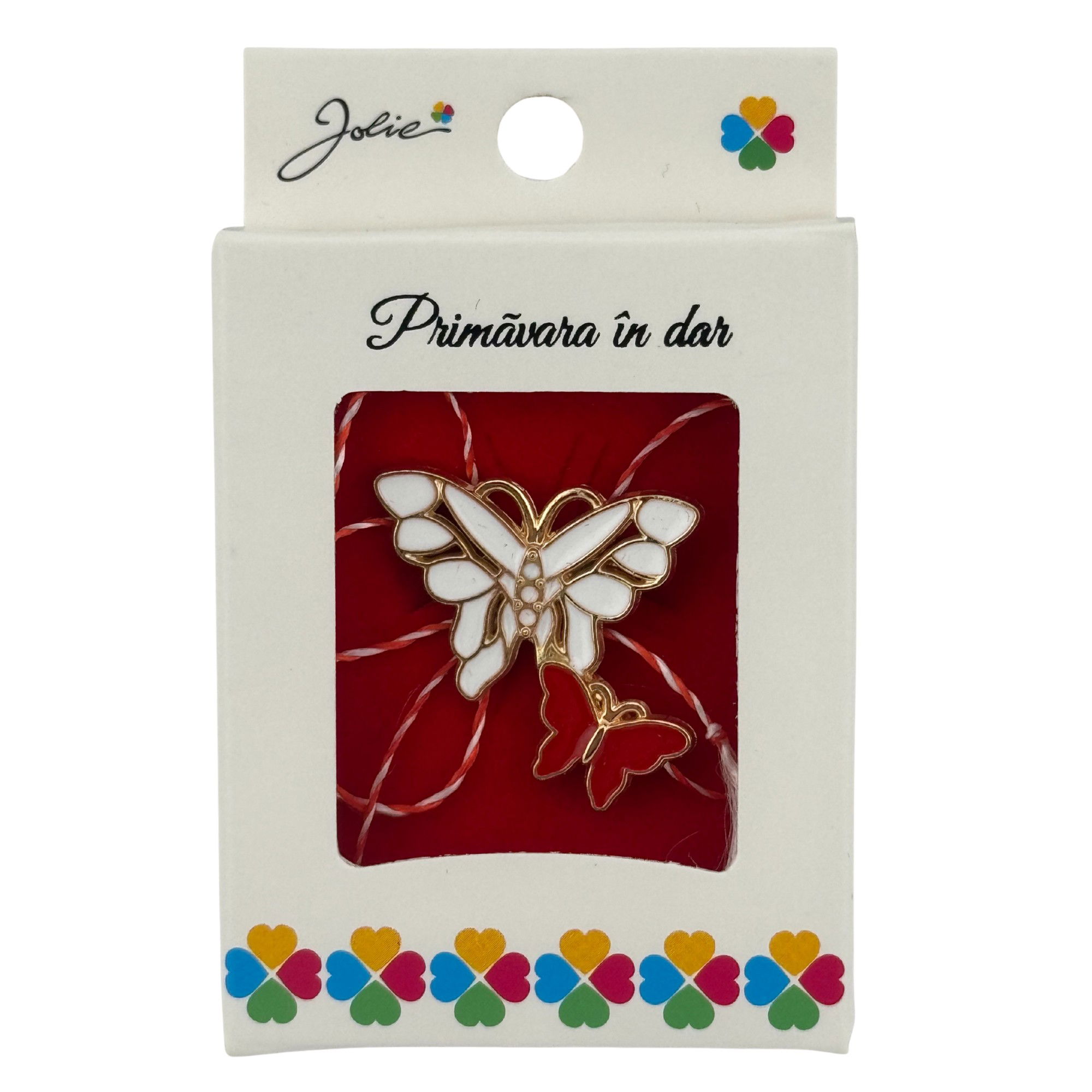Martisor Brosa Mica in Cutie, Jolie, Dimensiune Brosa 2.5-3cm, Material Metal, Model Fluturi, Cutie Alba [1]