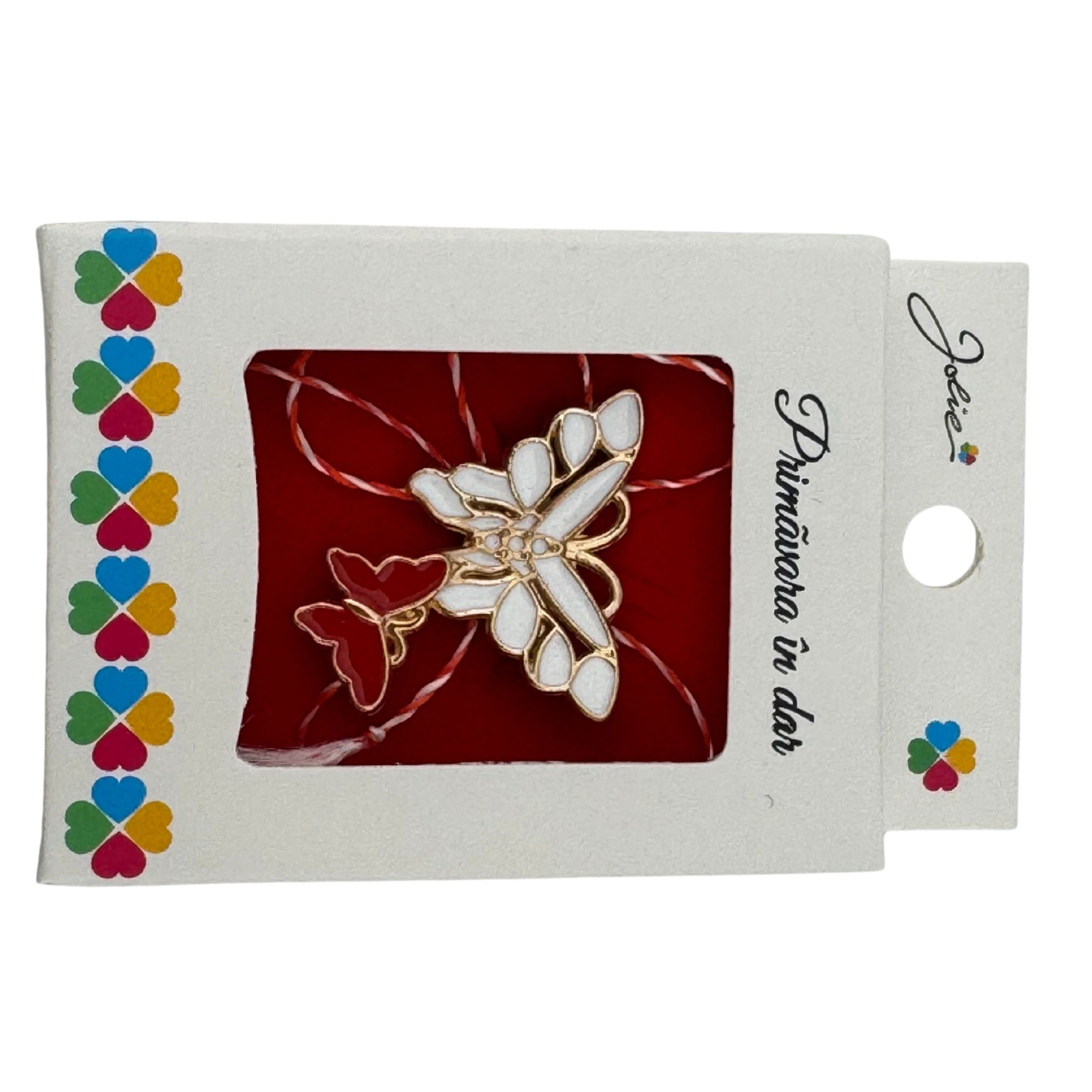 Martisor Brosa Mica in Cutie, Jolie, Dimensiune Brosa 2.5-3cm, Material Metal, Model Fluturi, Cutie Alba [2]