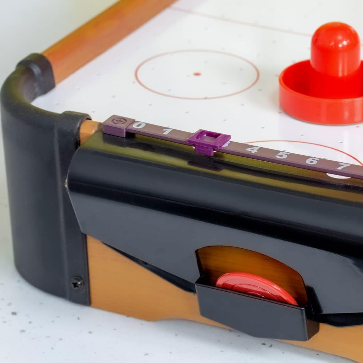 Masa Air Hockey Graffiti cu Picioare Scurte, Flippy, Lemn, 2 Pucuri, Tabela Scor, 2 Impingatoare, 76x38x21.5 cm, Maro [4]