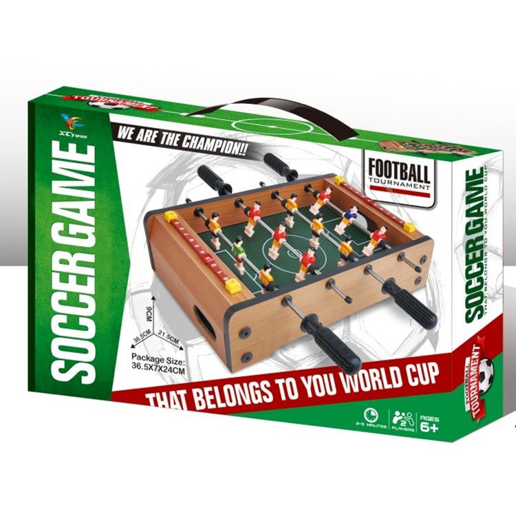 Jocuri de societate - Masa de Fotbal cu Teren, Flippy, fara Picioare, 4 Manere, Tablou de Scor, 36.5 x 24 x 7 cm, din Lemn/Otel/ABS, Maro