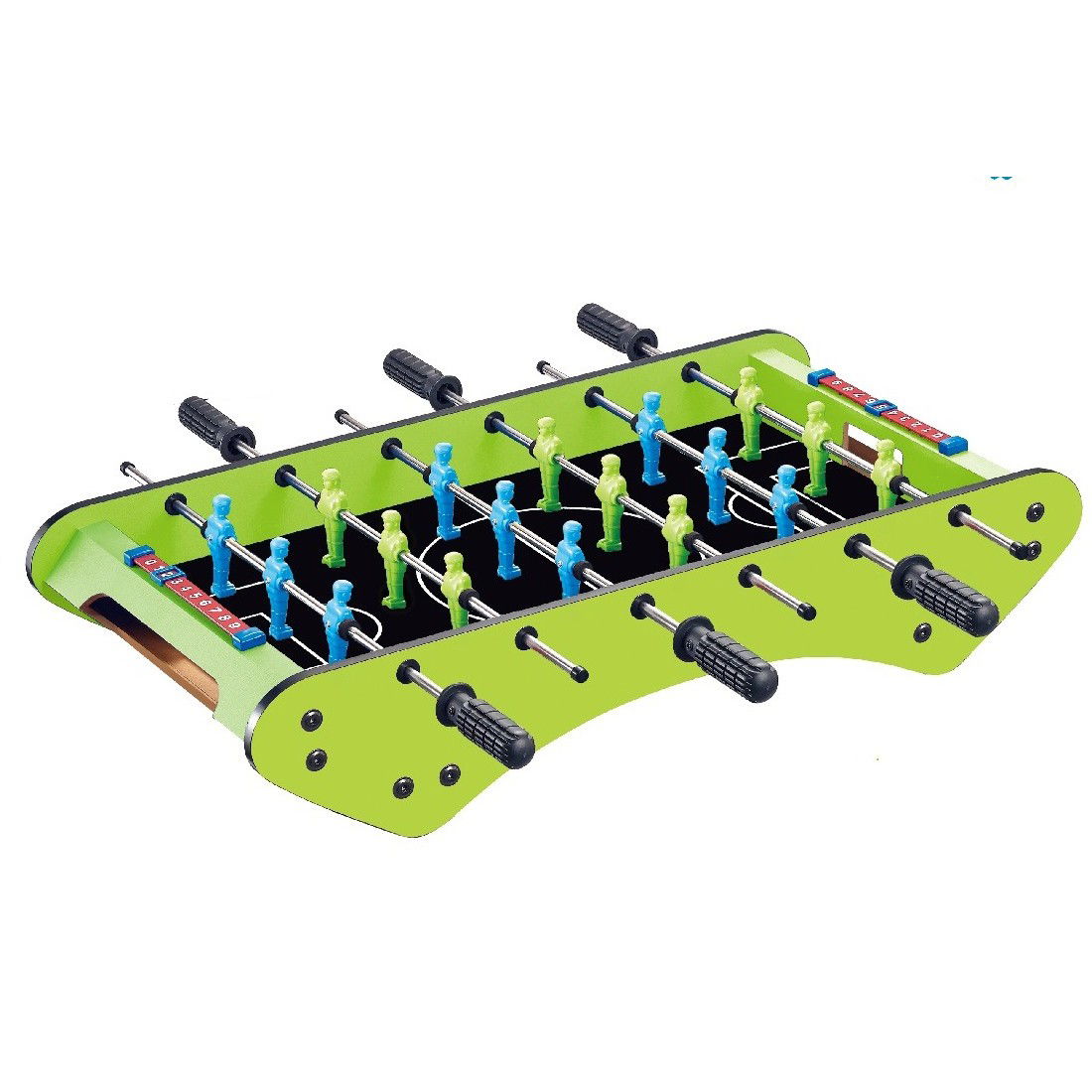 Jocuri de societate - Masa de Fotbal cu Teren, Flippy, fara Picioare, 6 Manere, Tablou de Scor, 71.3 x 10 x 36 cm, din Lemn/Otel/Metal, Verde