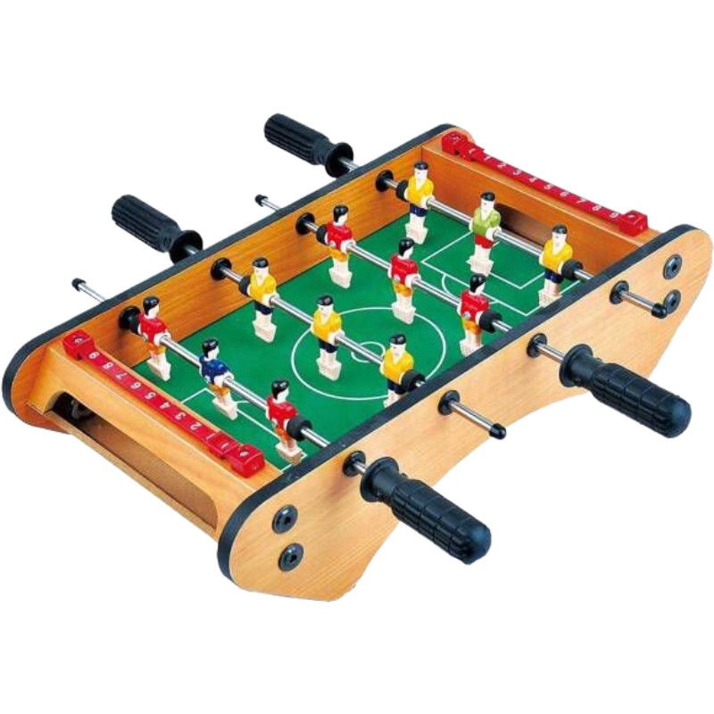 Jocuri de societate - Masa de fotbal cu teren si 12 jucatori Flippy, 4 manere, cu Tablou pentru Scor, din Metal, Lemn si ABS, 37.5 x 21 x 9.5 cm, Margini Rotunjite, pentru copii/adulti